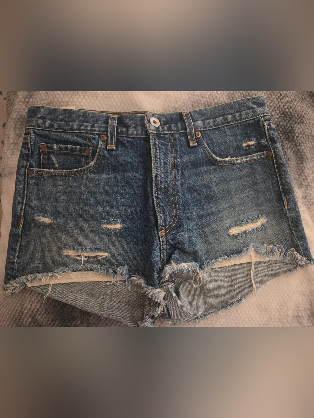 rag & bone Distressed Blue Denim Shorts